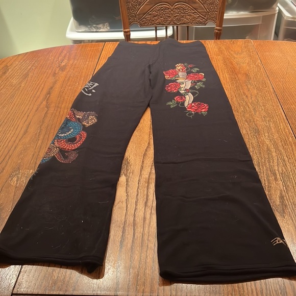Raw 7 Vintage Graphic Cashmere Pants With Snake Sword & Roses Print Size M - Picture 9 of 11